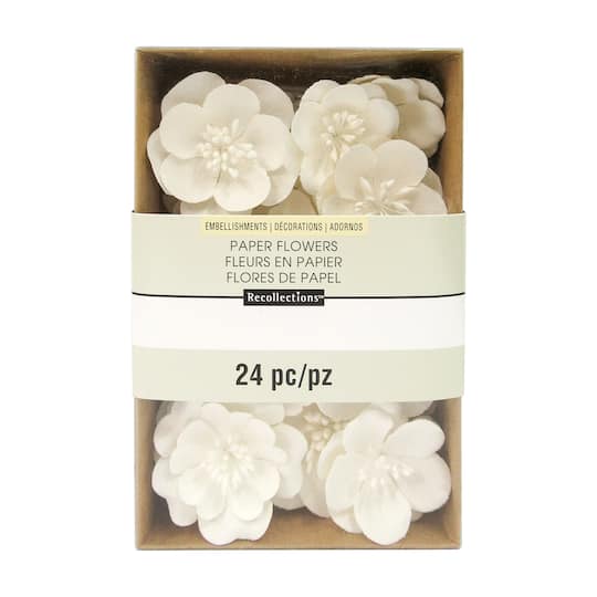 White Mulberry Paper Flower Embellishments by Recollections&#x2122;